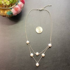 Freshwater Pearl and Rhodium Plated Necklace